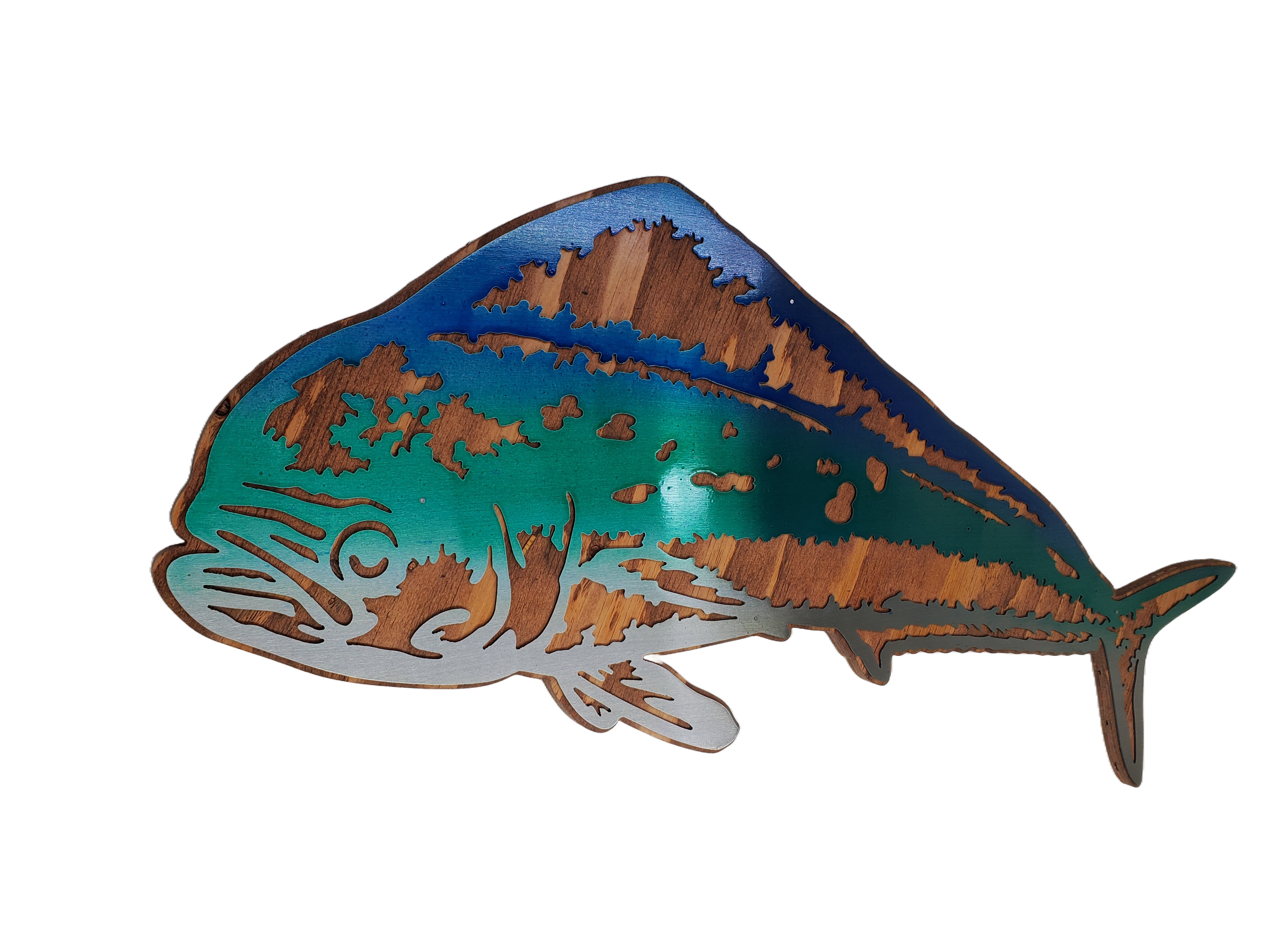 Large Mouth Bass Metal Art on Wood  Made in USA – Beamish Metal Works