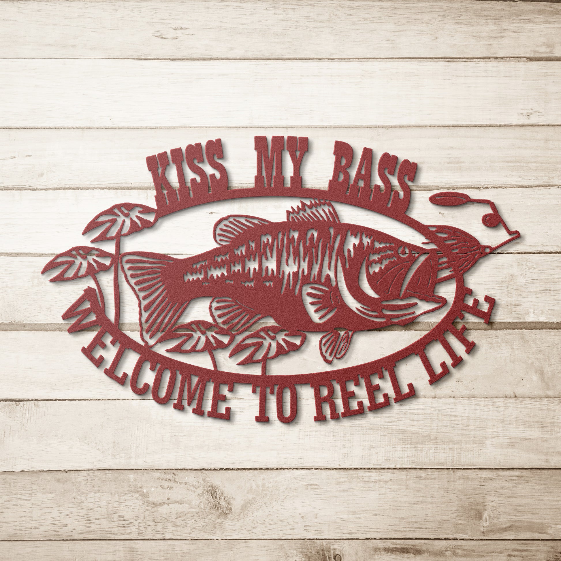 Custom Bass Fishing Sign, Unique Bass Sign